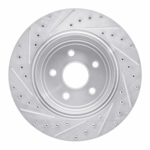 Jeep Grand Cherokee Brake Rotor (1) - Rear Right - R1 Concepts - Drilled & Slotted - Silver - `06-`10
